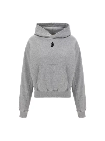 Haftowana bluza z kapturem Jw Anderson w kolorze melanż szara