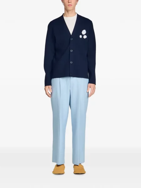 Cardigan Sandro cu model floral din jacard albastru