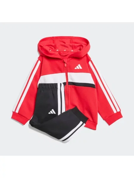 ADIDAS SPORTSWEAR Costum de trening ESSENTIALS TIBERIO 3 STRIPES FLEECE roșu intens / negru alb