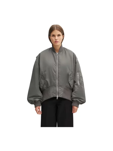 JW Anderson kurtka bomber Oversized Curved Hem Bomber przejściowa oversize szary