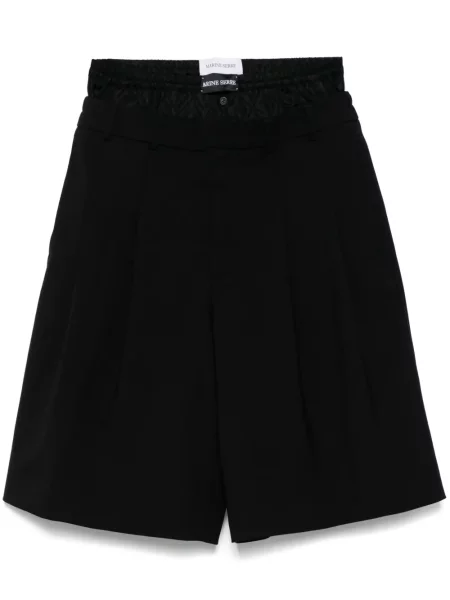 Pantaloni scurți Marine Serre din țesătură twill negru