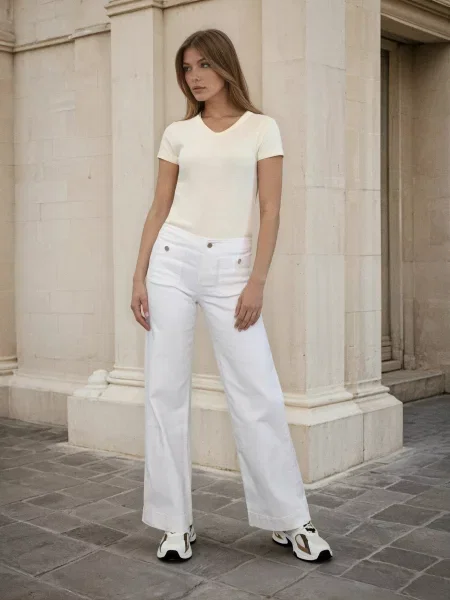 Джинси wide leg білий