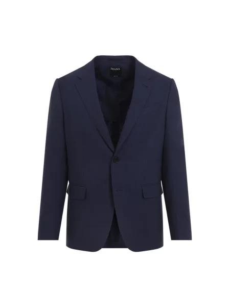 Lniana lniana marynarka Zegna niebieska