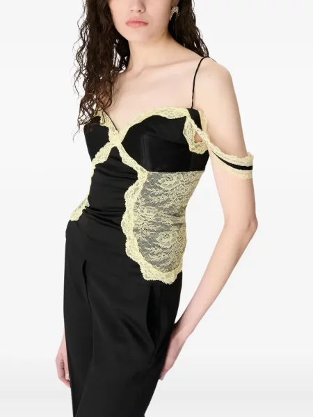 Top Marine Serre din satin negru
