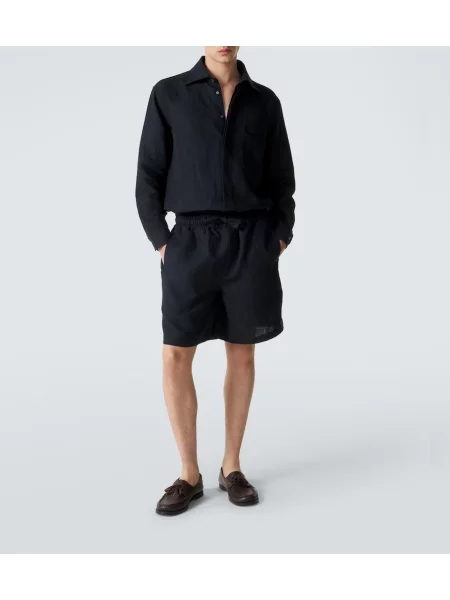 Pantaloni scurți Saman Amel de in albastru