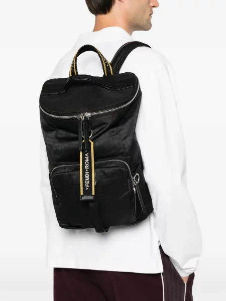 Rucsac Fendi din jacard cu autograf negru