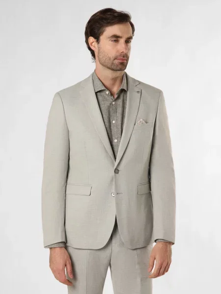 Finshley & Harding London kurtka modułowa Brixdon Mężczyźni Slim Fit zielony|szary wypukły wzór tkaniny 98 szara