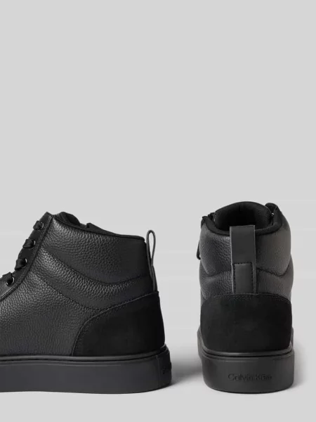 Sneakersy typu high top ze skóry z suwakiem Calvin Klein czarne
