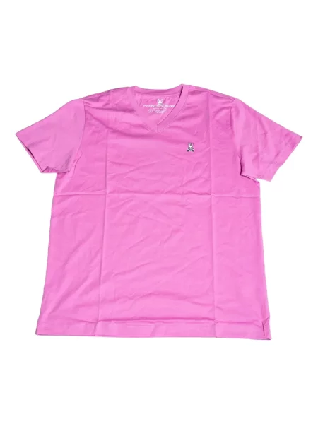 Тениска Psycho Bunny с V-образно деколте виолетово