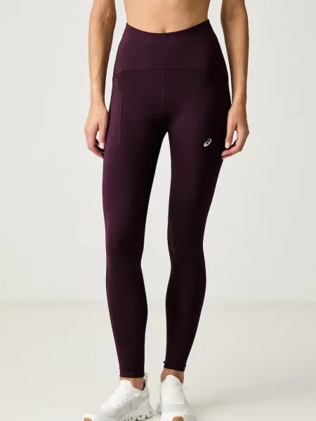 Pantaloni sport Asics cu talie înaltă violet