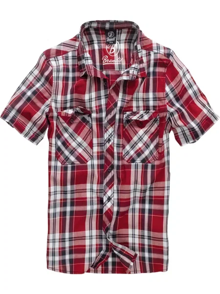 Brandit Košile Roadstar tmavě modrá / vínově červená / karmínově červené bílá