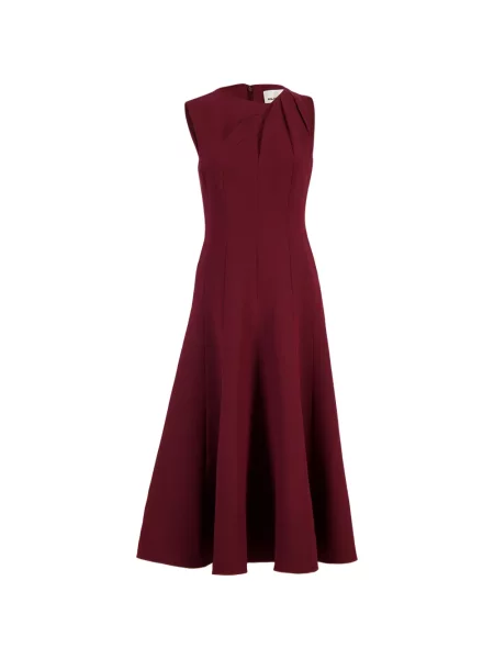 Rochie midi Roland Mouret asimetrică drapată roșu