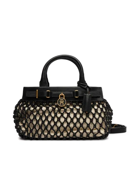 Tommy Hilfiger Kabelka American Icon Mini Tote Macrame čierna