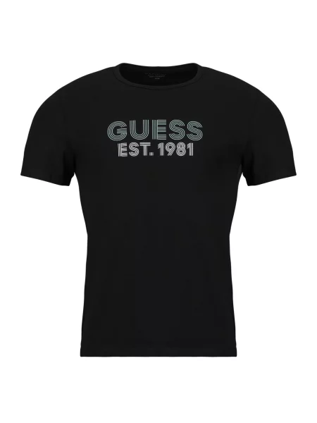 Klasična majica Guess s kratkimi rokavi črna