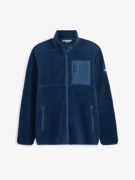Bluza rozpinana z polaru typu baranek niebieska