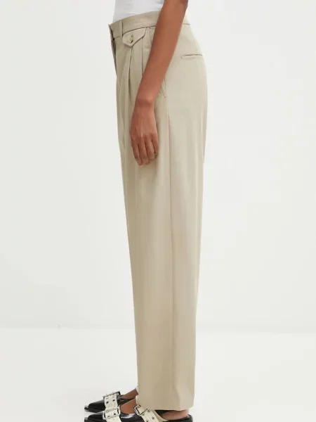 Παντελόνι Maison Kitsuné Double Pleated μπεζ