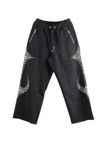 Pantaloni Thug Club cu tepi alergare cu cordon negru