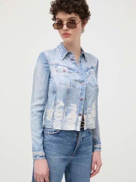 Риза Diesel C-LORELLE CAMICIA дамска със стандартна кройка с класическа яка синьо