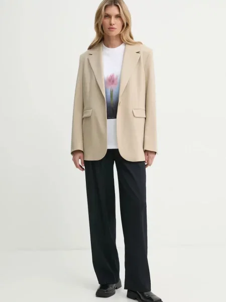 Піджак Samsoe Samsoe однобортний однотонна бежевий