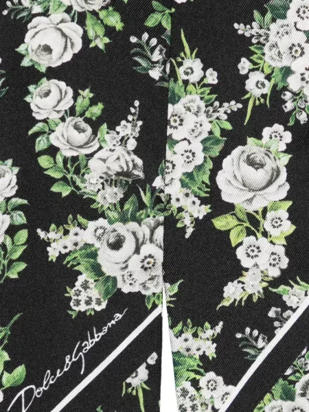 Копринен шал Dolce & Gabbana на цветя с принт черно
