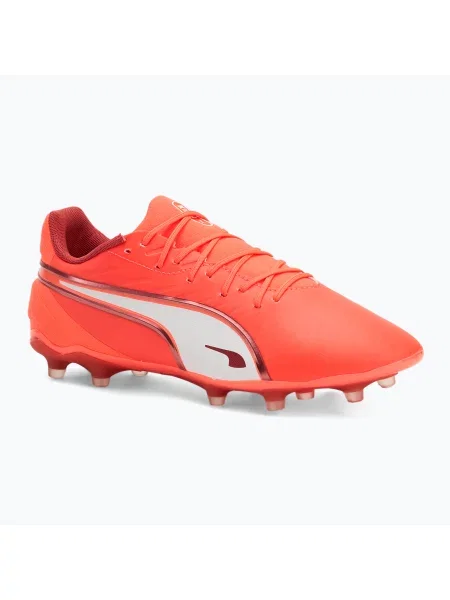 Încălțăminte de fotbal pentru bărbați PUMA King Match FG/AG glowing red/puma white/red fire alb