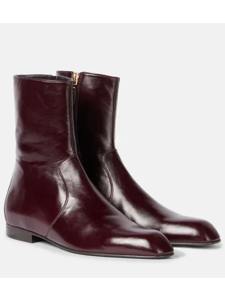 Cizme scurte Khaite din piele bordo