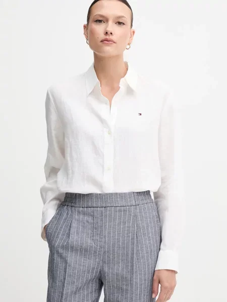 Lanena srajca Tommy Hilfiger bela