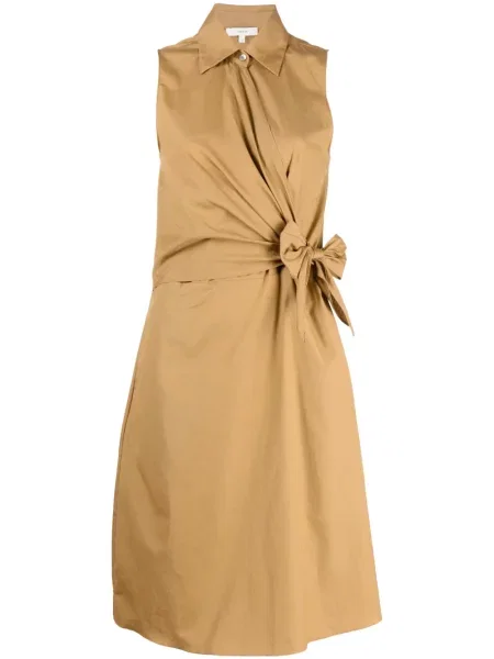 Sukienka koszulowa Vince bez rękawów garniturowa brązowa