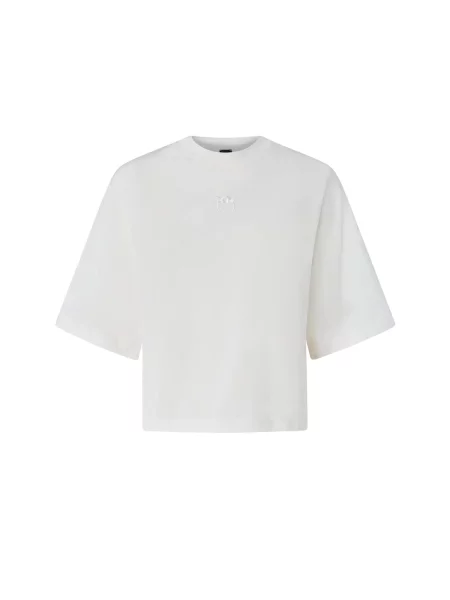 PINKO Tričko PINKO NIAMEY T-SHIRT JERSEY LOGO BIRDS EFFETTO RICAMO T-SHIRT' bílá