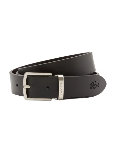 Pasek Lacoste skórzany elegancki z paskiem czarny