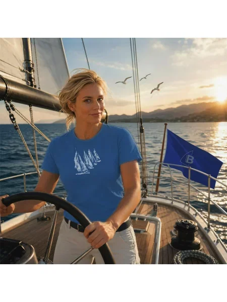 Koszulka żeglarska granatowa BEAT White Sails biała