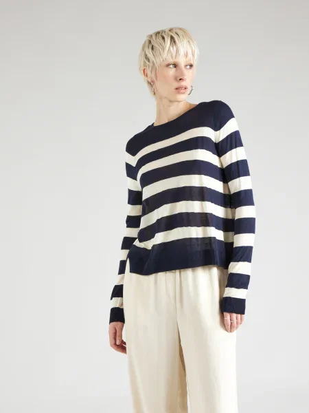 VERO MODA Pulover Nova nočno modra bela