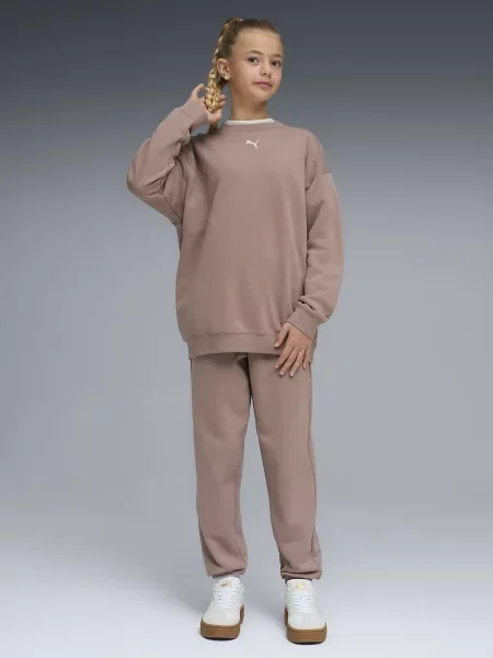 Дитячий Спортивний костюм PUMA LOUNGEWEAR OVERSIZED SWEAT SUI світло-коричневий бавовна/поліестер коричневий