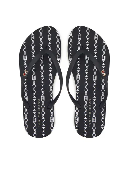 Джапанки Tommy Hilfiger HILFIGER STRAP BEACH SANDAL с равна подметка тъмносиньо