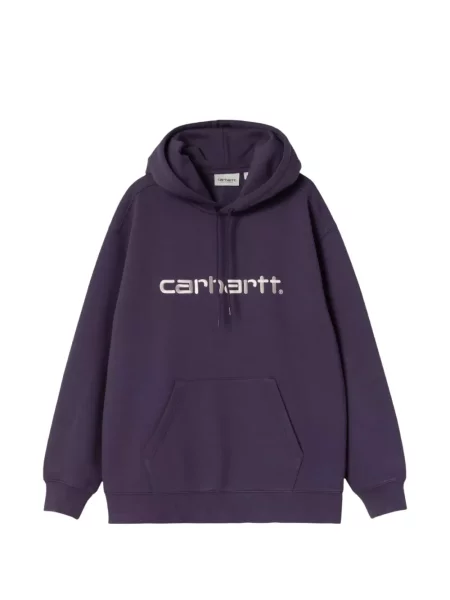 Bluza z kapturem Carhartt Wip z nadrukiem fioletowa