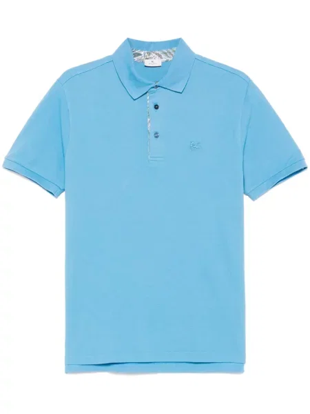 Tricou polo Etro cu broderie albastru