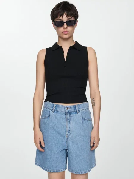 MANGO Шорты джинсовые синій