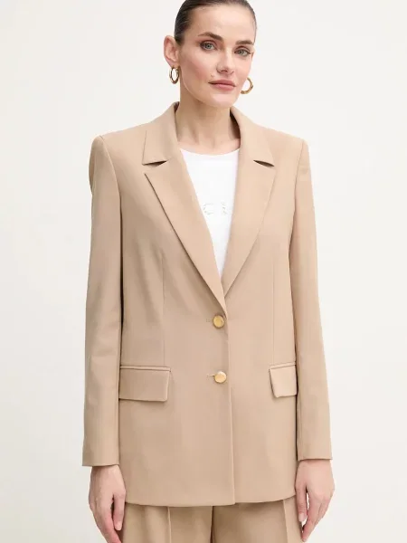 Сако с вълна Marciano Guess IRINA с едно копче с изчистен дизайн бежово