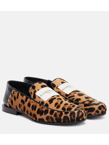 Pantofi loafer Givenchy cu imagine cu model leopard maro