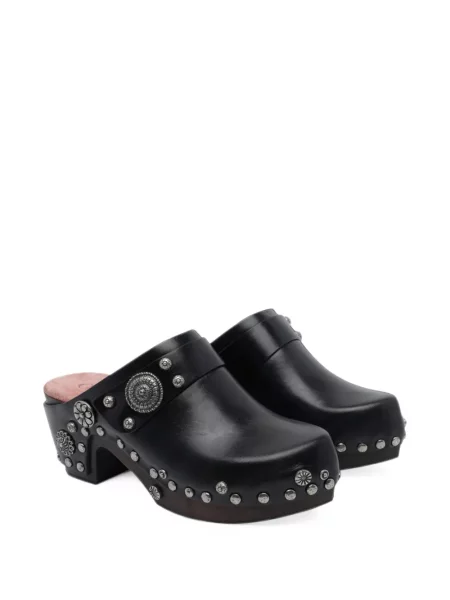 Papuci tip mules Chloé din piele cu tepi negru