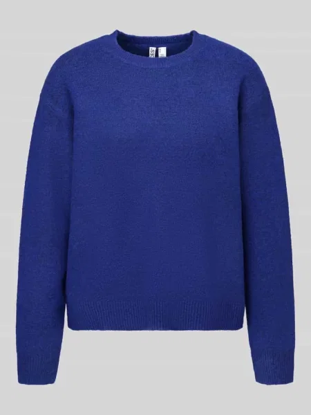 Sweter w kroju regular fit z dodatkiem wełny model ALLY' Pieces niebieski