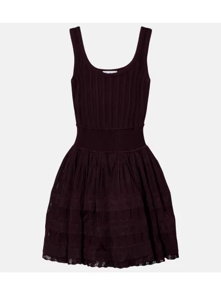 Dzianinowa sukienka Alaïa bordowa