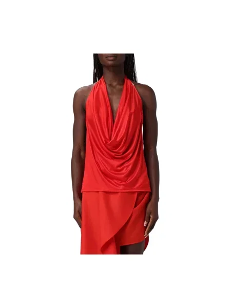 Top Elisabetta Franchi z dekoltem halter czerwony