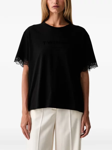 Tricou Twinset cu imagine din dantelă negru