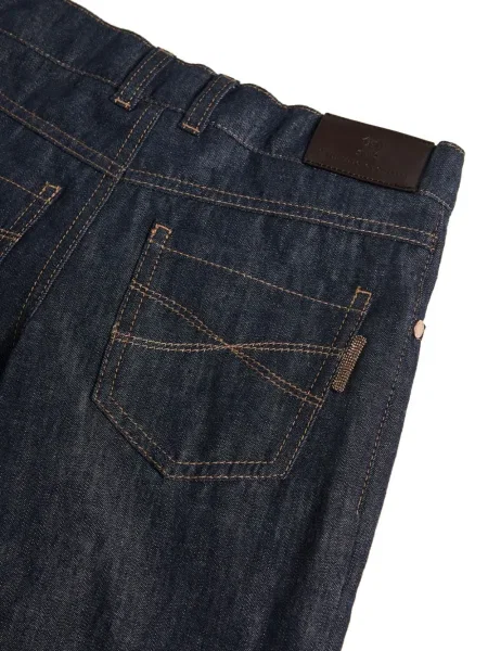 Jeansy straight leg dziecięce Brunello Cucinelli niebieskie