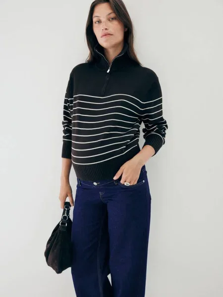 Jeans ciążowe wide leg Kobieta 40 MANGO niebieski