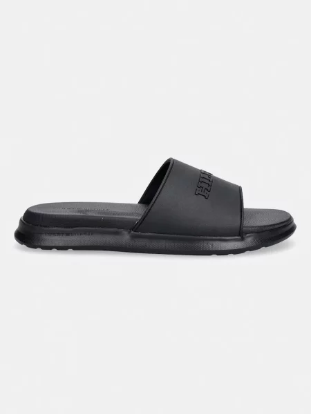 Tommy Hilfiger papuci pentru piscină bărbați DUAL DENSITY HILFIGER POOL SLIDE negru