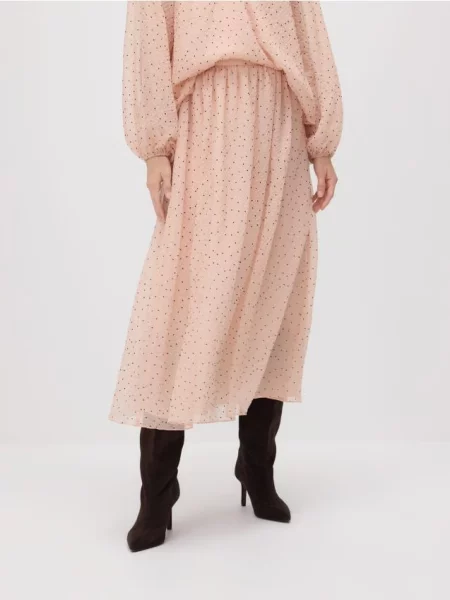 Reserved Міді-спідниця в горошок пастельний рожевий