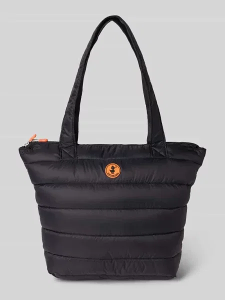 Torba shopper z detalem z logo Model CARON' Save The Duck czarna