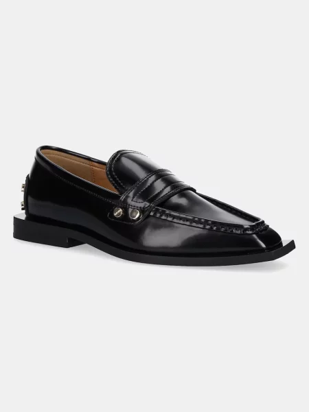 GANNI mocasini Studs Square Toe Loafer Box cu plat negru